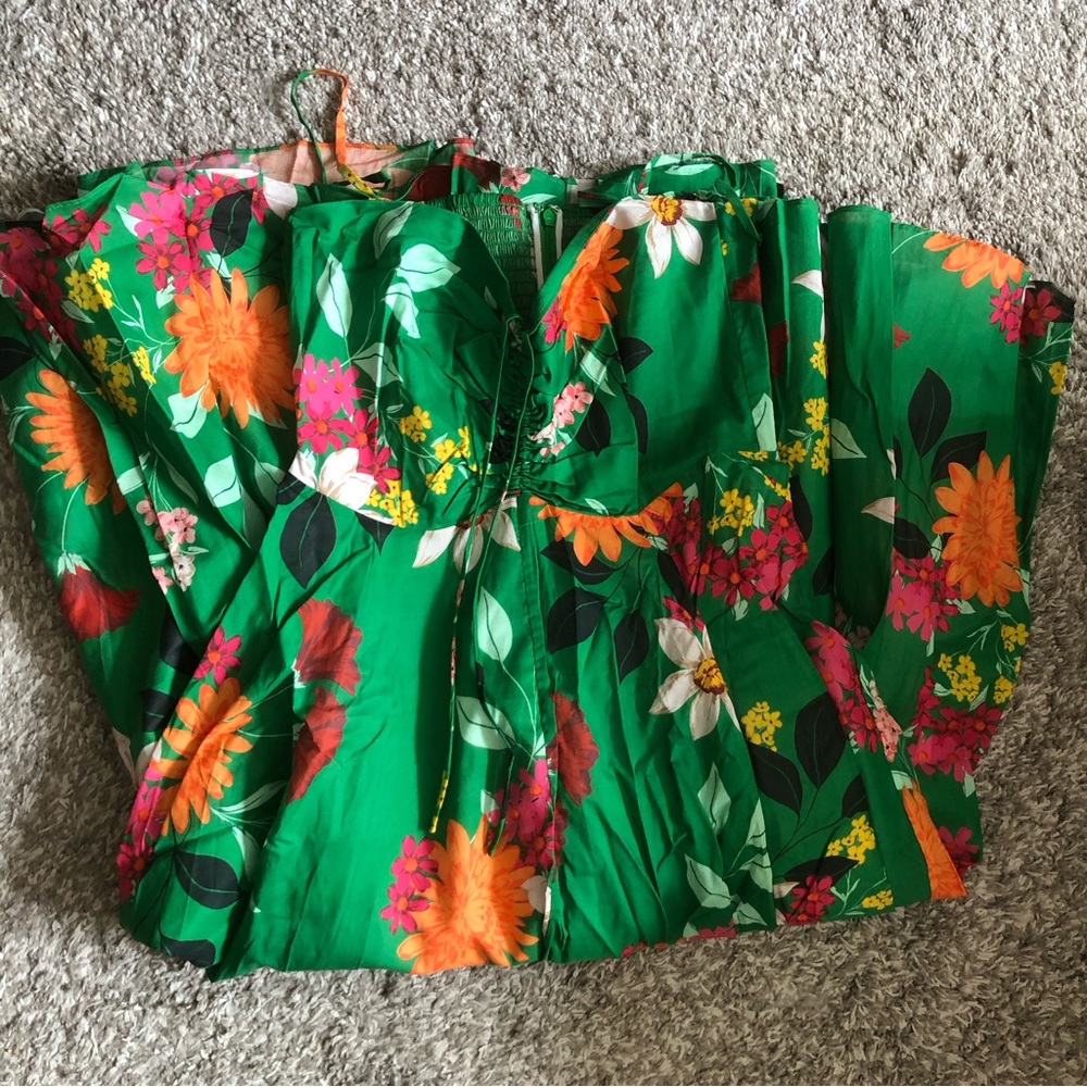 Cara Cara Maidstone Dress -  Punch Floral Green - Picture 5 of 12